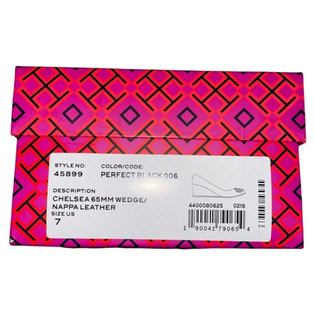 📂 Tory Burch Chelsea 65mm Wedge Pumps Napa Leather Black New In Box w/ Dust Bag_5